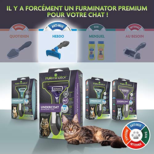 FURMINATOR Outil de Toilettage Pour Chat de Grande Taille à Poils Longues - Elimine 90% des Poils – Nettoyage en 1 clic - Conçu et Recommandé par des Professionnels - Sans Bisphénol A,Noir - Image 7