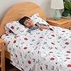 Berkshire Blanket Peanuts® Kids Sheet Set Full Size - 4 Pieces,Cute Character Snoopy Printed Soft Microfiber Bed Sheets,Holiday Helpers Sheet White #1