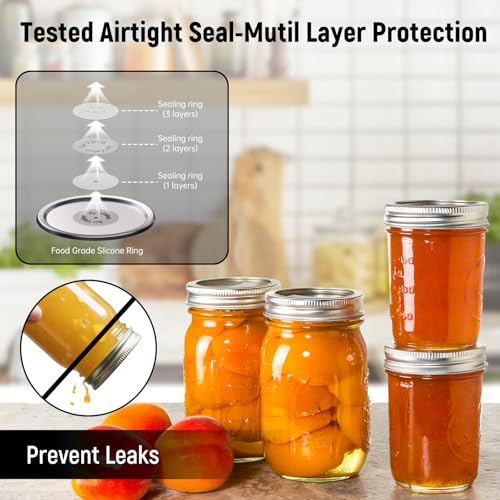 Image of 50PCS Wide Mouth (3.31 inch) Canning Lids for Mason Jars Vacuum Seal | Leak-Proof & Vacuum Seal, Compatible with Electric Vacuum Sealers, for Canning Food, Jams, Fruits