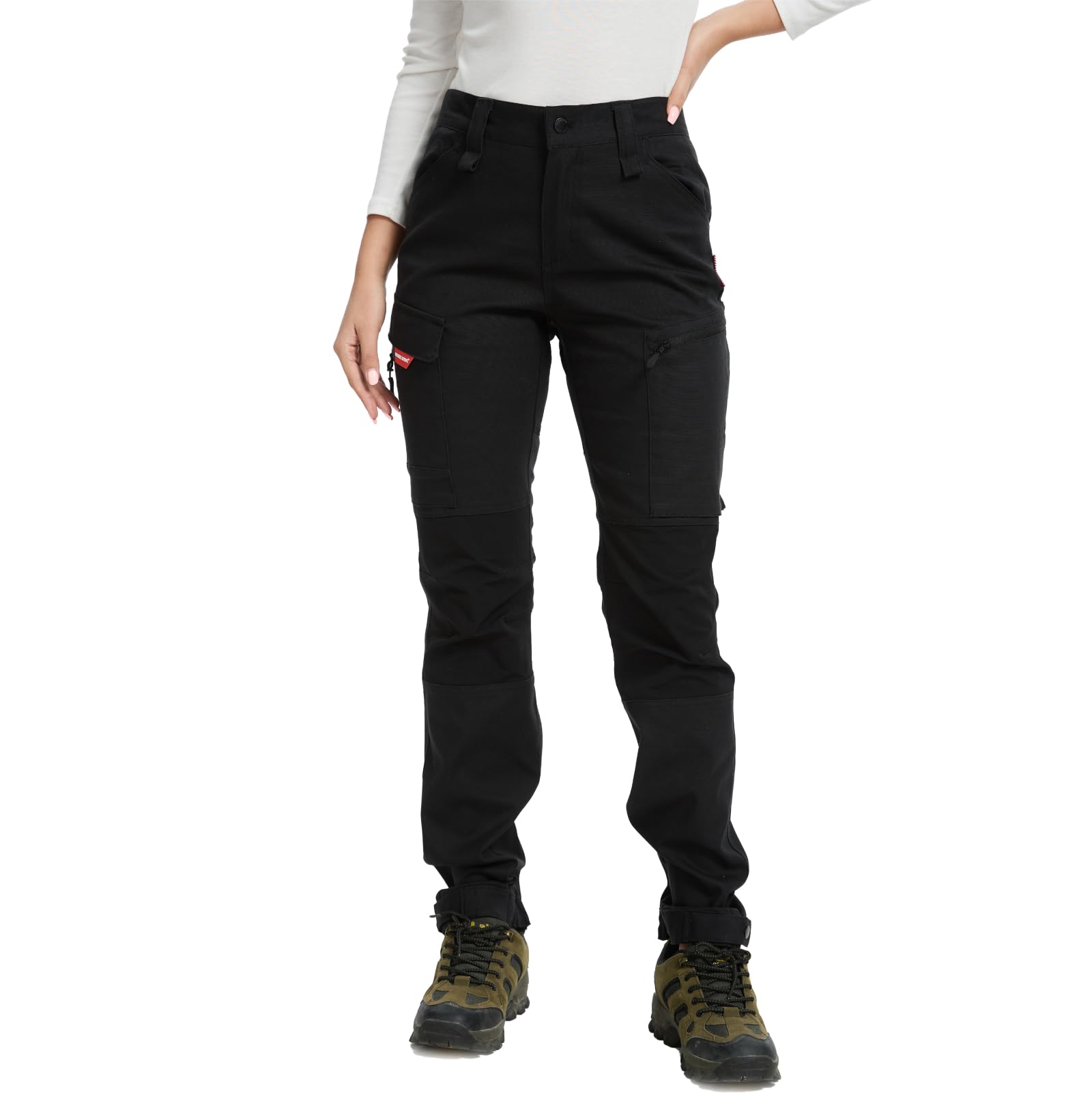 WORK IDEA Damen Wanderhose aus Baumwolle, Stretch-Slim Fit, wasserabweisend, verstellbare Hosenbeine, geeignet für Camping, Wandern & Gartenarbeit