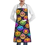 Bright Haloween Pumpkins Kitchen Apron For Pockets Waterproof Nail Aprons Cooking Barbecue Pubnico G