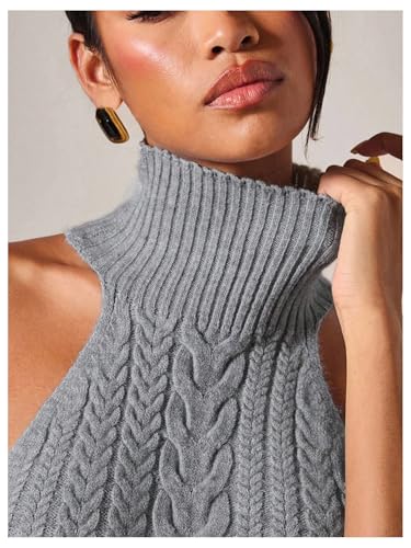 Image of MakeMeChic Sleeveless Turtle Neck Tops Crop Mock Neck Tops for Women