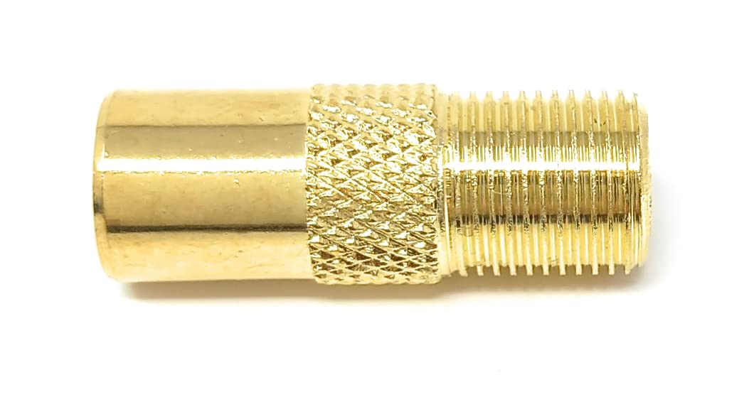 DRUT TV RF Male to F Type Screw Connector Socket Aerial Coax Adapter Coaxial Plug (Gold) - Image 3