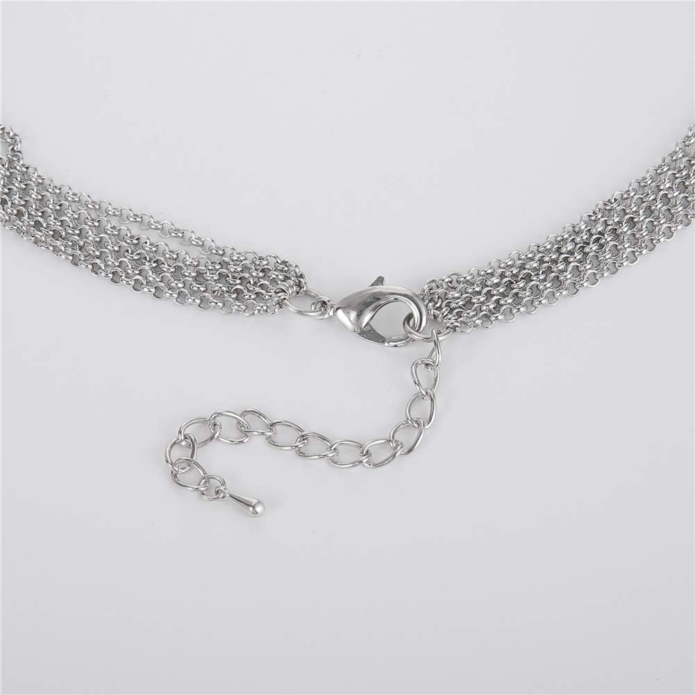 PEARL&CLUB Crystal Layered Statement Necklace For Women - Choker Necklace with Chunky Silver Chain, Birthday Gifts For Women - Image 7