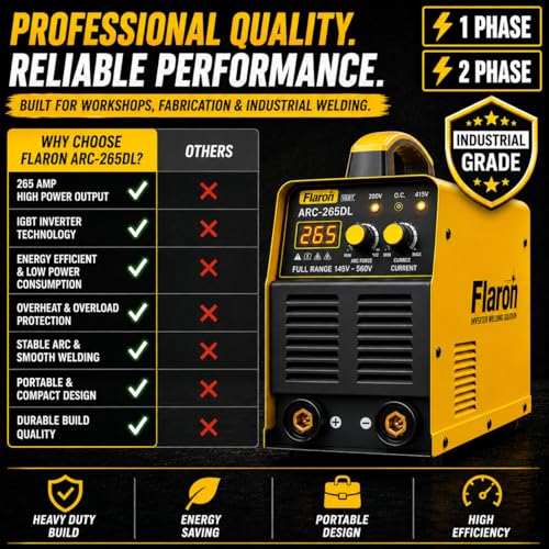 Image of ARC265 DL IGBT Welding Machine 160A Dual Voltage (145V-560V) | Heavy Duty ARC Welder with Hot Start, Anti-Stick & Adjustable Arc Force | Supports 2-4mm Electrodes | Includes Cable Set