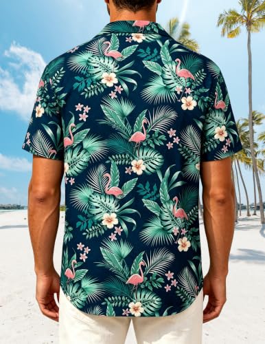 Image of Hawaiian Shirt for Men Tropical Shirts Summer Beach Button Down Short Sleeve Luau Aloha Floral Cruise Vacation Outfit 2026