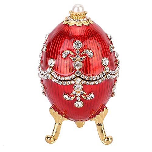 Cyrank Joyero de Huevo de Pascua de Diamantes Artificial, Caja de baratija de Huevo de Fabergé esmaltada Pintada a Mano, Decorativas Organizador de Joyas Regalo Artesanal para decoración del hogar Cover
