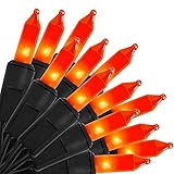 Halloween Lights, 33ft 150 Count Black Wire Incandescent Christmas Mini Lights, 120 V High-Voltage UL Certified Clear Light String Connectable, for Indoor Outdoor Patio Tree Party Home Decor, Orange