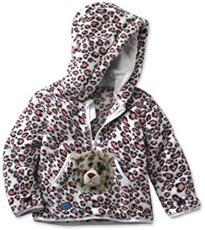 Kids Fleece Hoodie with Fun Interchangeable Plush Stuffed Animal Cheetah Toy Puppet