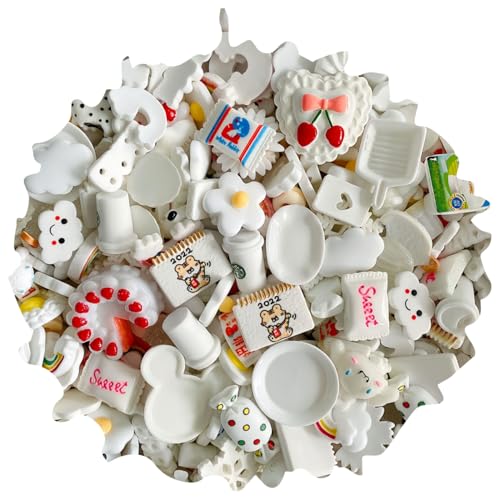 Image of Ulalaza 50pcs Slime Charms Mixed Set Resin Flatback Making Supplies for DIY Craft Making and Ornament Scrapbooking Beads Assorted Candy Fruit Cake Ornament