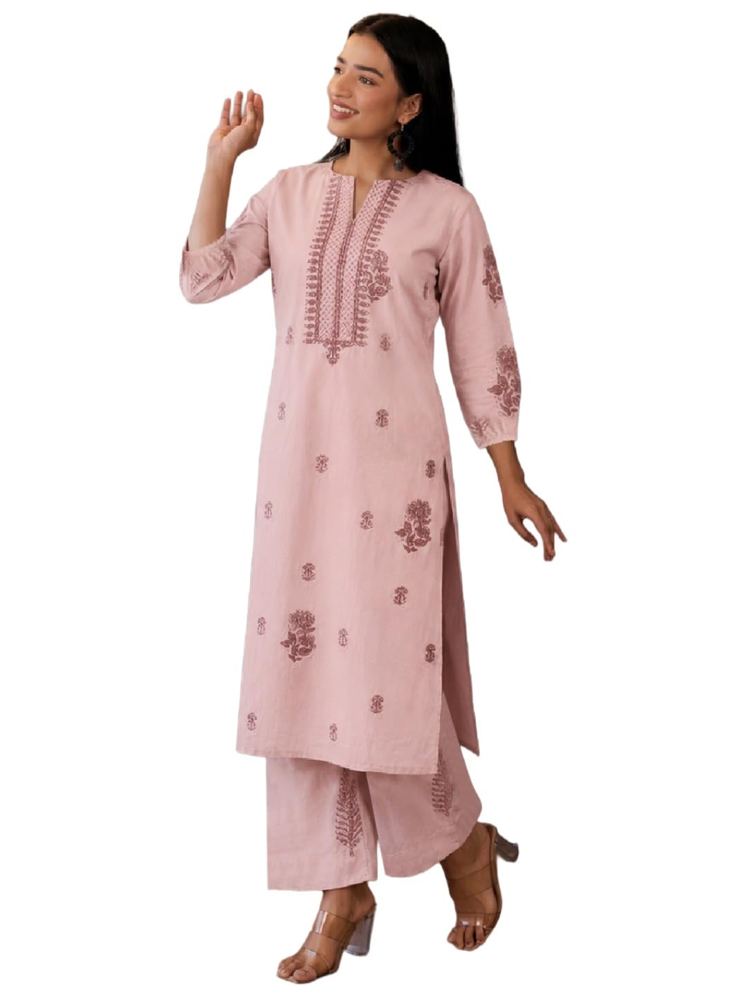 GoSriKi Women's Viscose Anarkali Printed Kurta with Palazzo | Co Ord Set for Women | Ethnic Co Ord Sets | Matching Dress for Women | Kurti Set for Women | Traditional Indian Outfit in multi