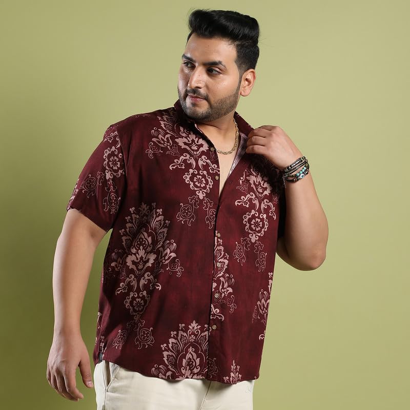 Image of Instafab Plus Men's Shirt for Casual Wear | Spread Collar | Button Closure | Plus-Size Fit | Short Sleeve | Cotton Shirt Crafted with Comfort Fit for Everyday Wear