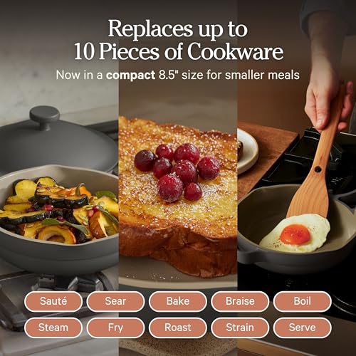 Image of Our Place Mini Always Pan | 8.5 inch Ceramic Pan with Modular Lid & Beechwood Spatula | Patented 10-in-1 Nonstick, Non-Toxic Cookware Made Without PFAS | Induction & Oven-Safe up to 450F | Char