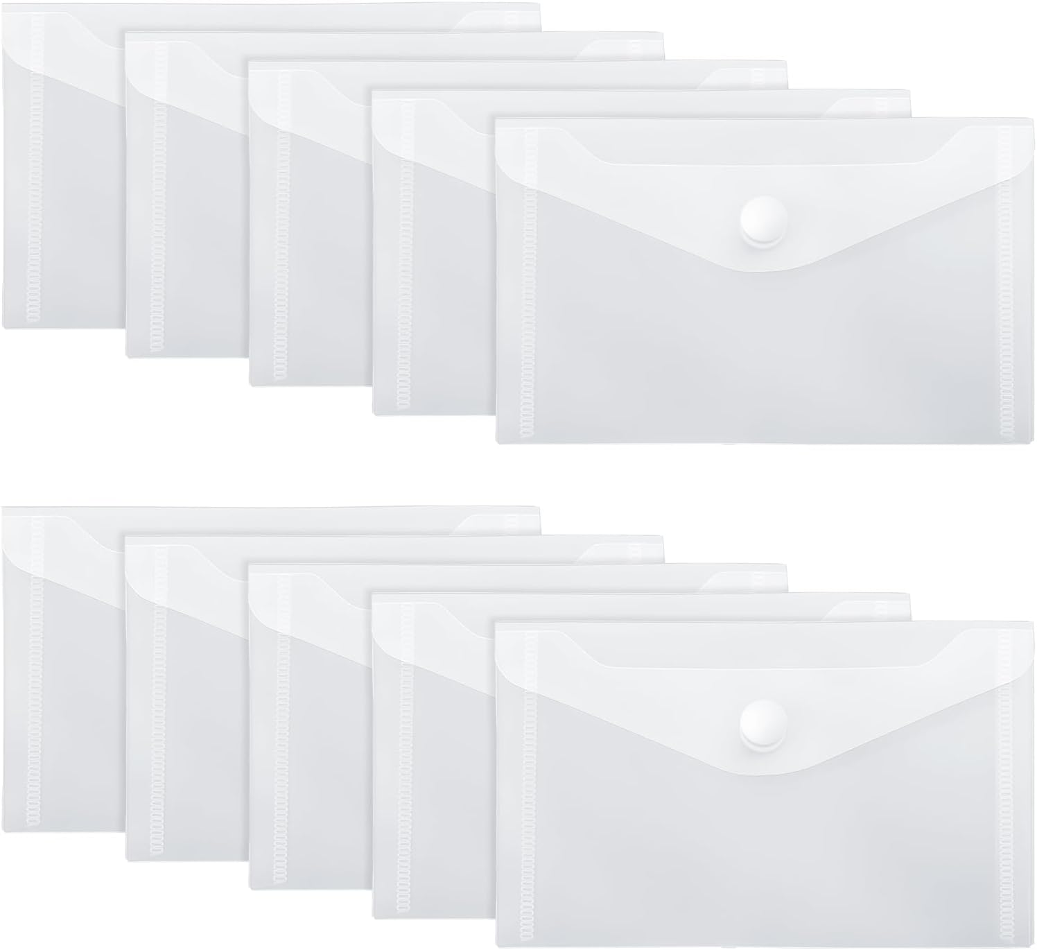 10 Pcs Plastic Storage Pockets 4 x 6 In Index Card Holder Plastic Envelopes With Snap Closure Coupon Receipt Storage Holder Envelopes Stamp and Die Storages Pockets Waterproof Sticker Organizer