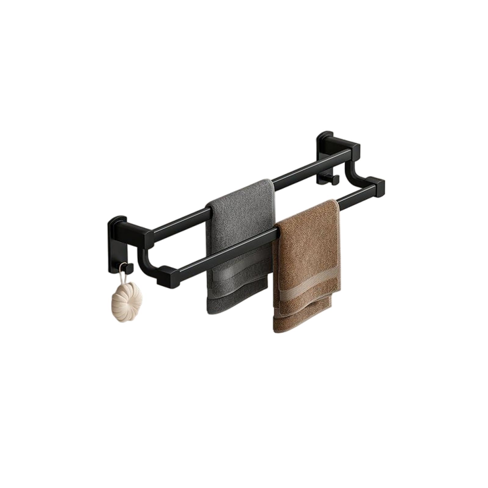 Porte serviette étagère mural aluminium avec crochet pour douche et cuisine