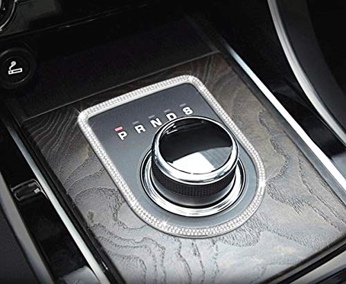 YUWATON Car Bling Decals Cover Accessories for Jaguar F-pace XE XF XJ Gear Shift Knob Rhinestone Decals Bling Interior Accessories (Silver)