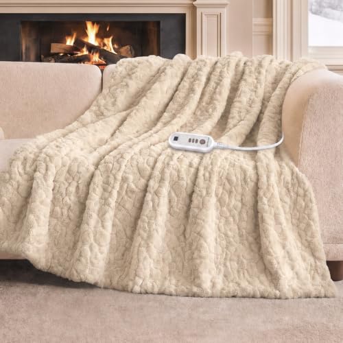 Cozy Bliss Manta Eléctrica Calefactora, 50"x60" Manta Térmica con Pelo Sintético Texturizado en Onda, 8 Niveles de Calor, 8 Temporizadores, Protección contra Sobrecalentamiento, Certificada ETL, Lavable a Máquina, Kahiki miniatura 2