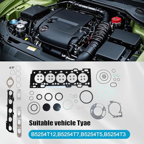 Image of GXARTS Engine Cylinder Head Gasket Set HS54547 HGS4504 Kit Compatible with Volvo C30 C70 S40 S60 V50 V60 2.5L 2004 2005 2006 2007 2008 2009 2010 2011-2015 Replace# B5254T12 B5254T7 B5254T5 B5254T3