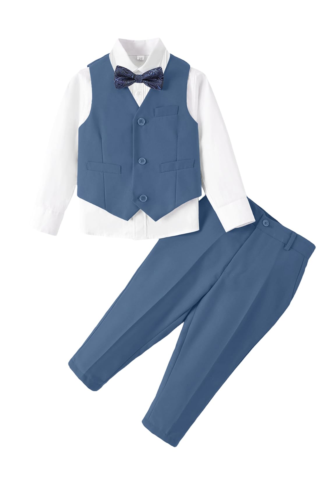 Baby Boys 4Pcs Tuxedo Suits Toddler Formal Complete Dress Suit Set
