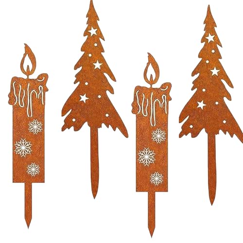 4-teiliger Satz von Rost Deko Weihnachtsbaumkerzen,...