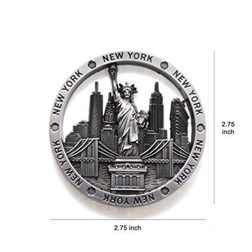 Imán metálico redondo decorativo para nevera NY miniatura 2