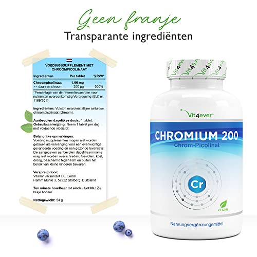 Chromium Picolinate - 200 mcg zuiver chroom per tablet - 365 tabletten in jaarvoorraad - laboratoriumgetest (gehalte aan… - Image 6