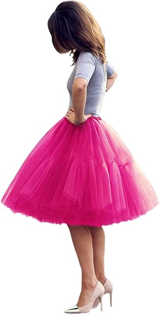 Lady's Princess Tutu Tulle Midi Knee Length Skirt Underskirt Tutu Skirt, Tulle Skirt for Dance, Homecoming, Evening Party, Christmas Event, School Events, One Size