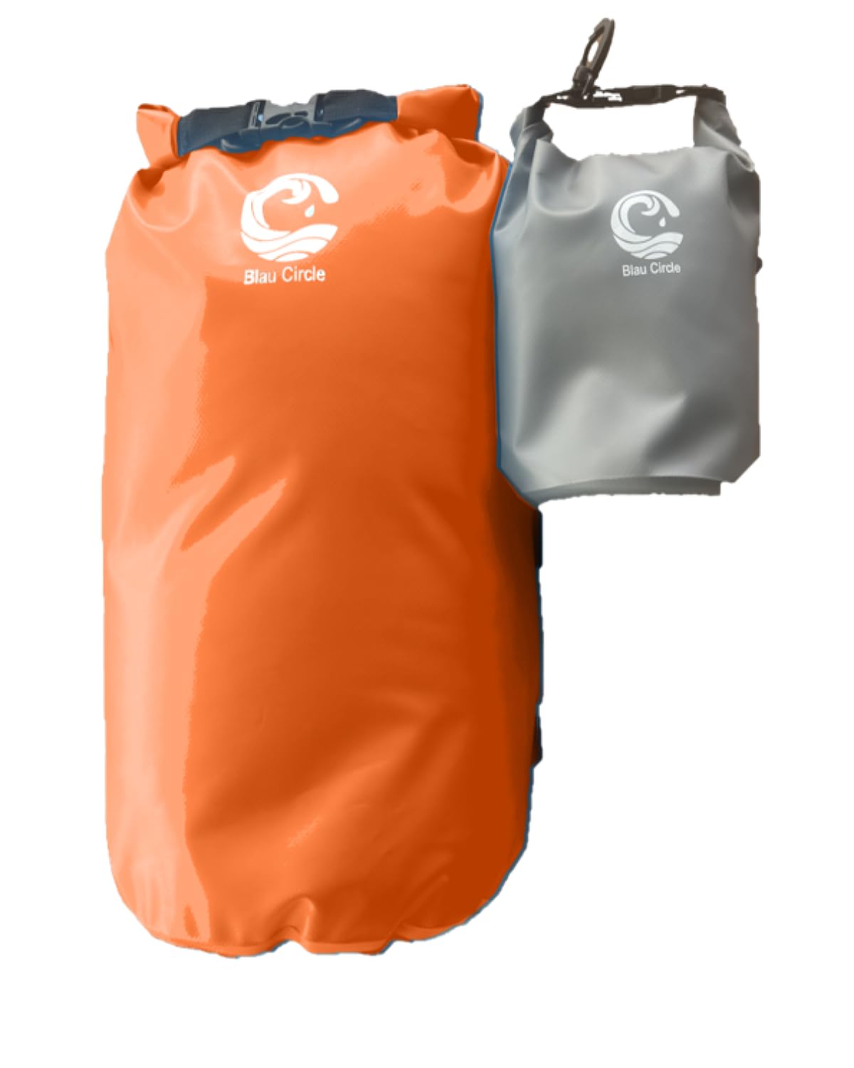 Waterproof dry bag combo for outdoor and waterspors, with large 5.0 Gal (assorted colors) and 0.5 Gal (grey) bags | Ideal for kayaking, boating, hiking, the beach and other outdoor sports (Orange)