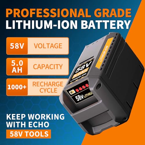 POWITEC 58V 5.0Ah Battery Replace for Echo 58V Battery ‎CBP-58V40 Compatible with Echo 58V Power Tools Lithium-ion Battery (NOT for Echo Lawn Mower) by POWITEC - Image 2
