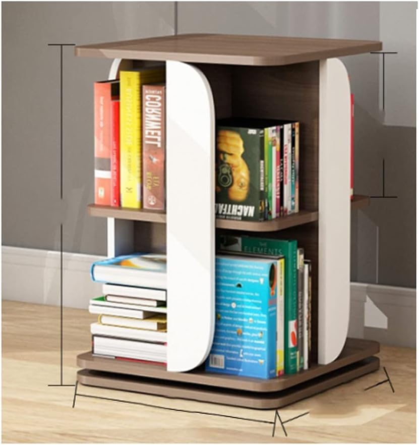 Estantería giratoria de madera maciza con 2 niveles y 39cm de diámetro para espacios reducidos