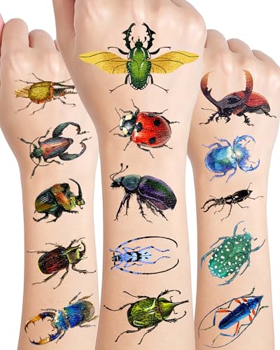 YanZonic 200Pcs Bug Temporary Tattoos for Beetle Party Decorations, Nature Inspired Insect Tattoos for Theme Events, Birthday Celebrations