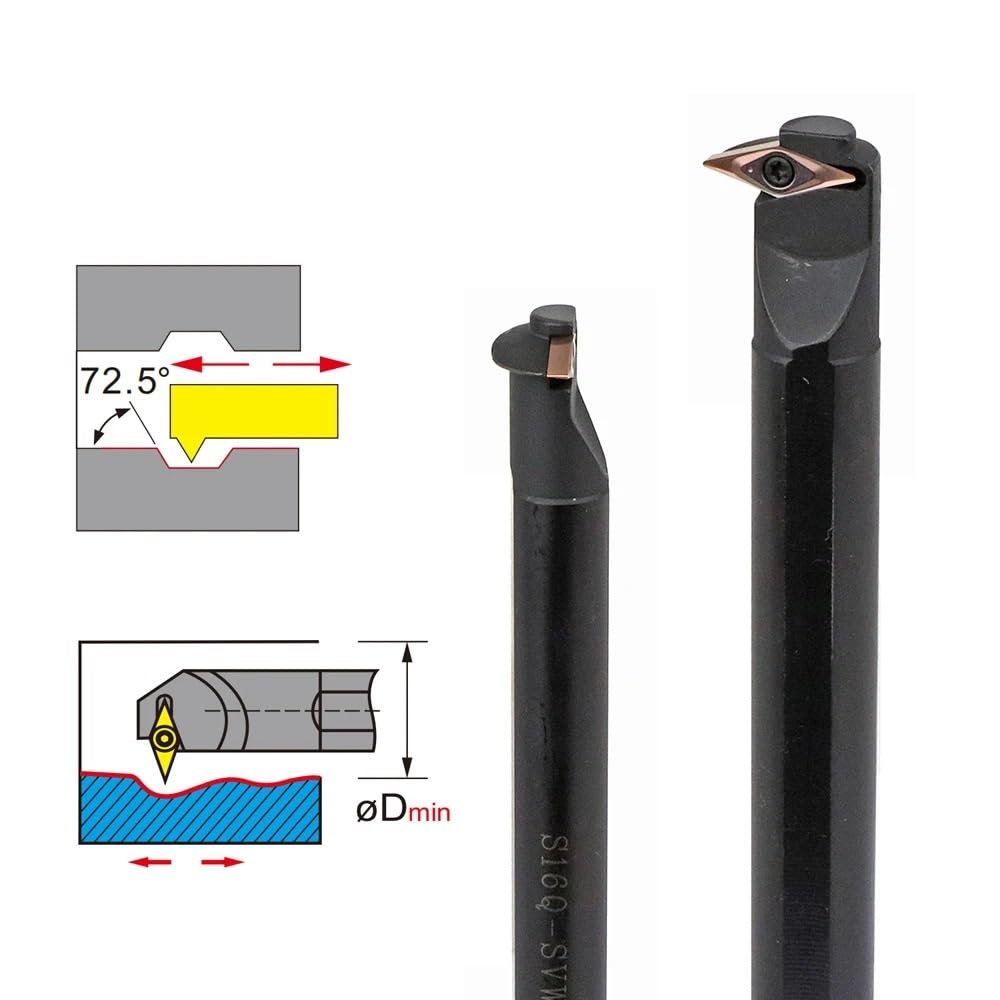 Barre d'alésage indexable pour tour en métal S16Q-SVWBR11 S20R-SVWBR11 S25S-SVWBR16 Porte-outils de tournage interne S16Q-SVWBL11 pour inserts en carbure VBMT (S20R-SVWBL11)(S16Q-SVWBL11)