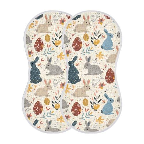 Retro Easter Bunnies Cotton Large Burp Cloths for Baby Soft Touch Baby Cloth for Set of 2, 22x11in