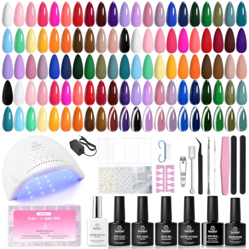 Beetles 58 Pcs Gel Nail Polish Kit with U V Light Nail Tips 32 Colors