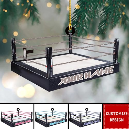 Personalized Wrestling Christmas Ornament 2025, Custom Name Acrylic Ornament for Wrestlers, Boxing and MMA Lovers Gift, Sports Ring Tree Decoration, Gym Coach Holiday Keepsake