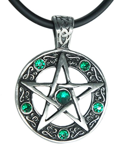 exoticdream Color Star Pentagram Pentacle Pagan Wiccan Witch Gothic Pewter Pendant + 18