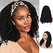 Kinky Curly Headband Wig Human Hair None Lace Front Wigs 150% Density Glueless Brizilian Virgin Hair Machine Made Headband Wig for Black Women (22Inch)