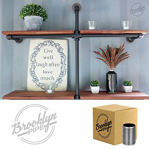 1/2 Inch Brooklyn Pipe Cast Iron Pipe Fittings Nipple | 10 Pack Nipple Pipe Fittings, Black Iron Pipe Flange Fittings, Diy Industrial Furniture And Steampunk Shelf #TOP3