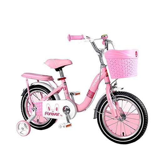 Gymqian Barncykel barncykel med träningshjul, för 2-8 år pojkar och flickor 30-40 cm barncykel, rosa, 16 tum