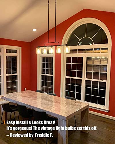 TURBO SII (Bulb Included 5-Light Kitchen Island Light, 42" Farmhouse Linear Lighting Chandelier Bulbs Included for Dining Room Pool Table Pendant Light, Oil Rubbed Bronze with Clear Seeded Glass - Image 6