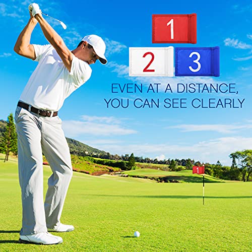3 Pieces Golf Flag with Tube Inserted, 420D Nylon Mini Flags for Putting Green, Yard, Indoor Outdoor Backyard Garden, Portable, Numbered, 8 x 6 Inch - Image 6