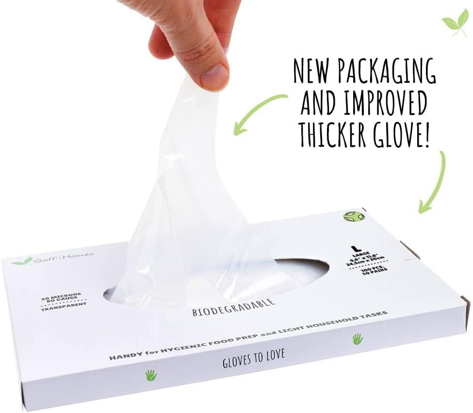 Stuff4Homes Compostable Gloves, 100% Plant-Based Biodegradable Food Prep Gloves Disposable, Eco Friendly