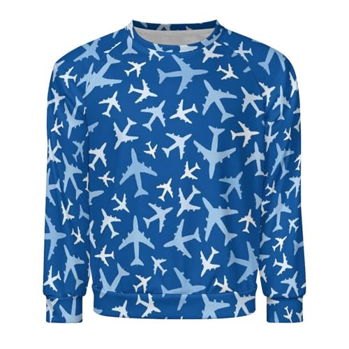 VOSERY Crewneck Sweatshirt for Men, Airplanes In The SkyLong Sleeve Pullover Sweaters Fashion Casual Clothes Men3