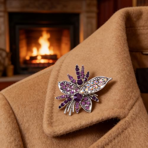 Image of Rhinestone Sunflower Brooch Pin for Women Red Black Purple Large Flower Broochs Snowflake Brooch Marquise Wreath Brooches Jewelry