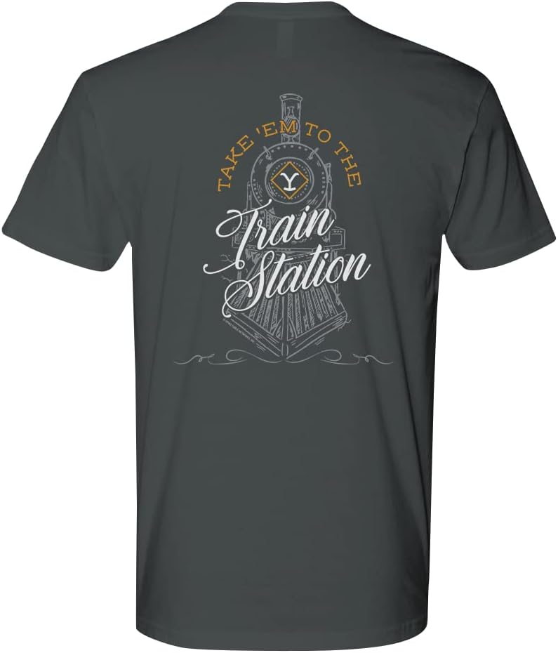 PARAMOUNT NETWORK Yellowstone Take 'Em to The Train Station Adult Short Sleeve T-Shirt - Officially Licensed