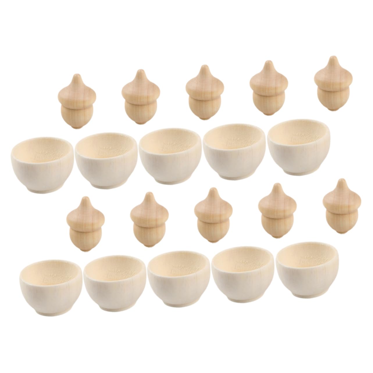 DOITOOL 50 Sätze Unlackierte Holzbowl und Diy Sets Bastelset zum Bemalen Malspielzeug Fördert Fantasie und Eltern Junge Mädchen Aktivitäten Robuste Holzfiguren für Innen und Außen