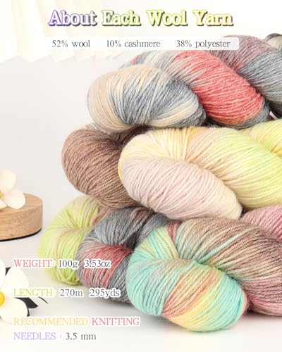 Image of Katech 3 Pack Wool Yarn for Crocheting-Sock Yarn for Knitting-Green Brown