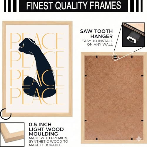 Image of BLINKART Black Cat Aesthetic Modern Art Walls With Frame | Natural Wood Texture | Living Room Bedroom Office Wall Decoration | Poster Home Decor Frames Wall Bedroom | 12x8 Inches (D68)