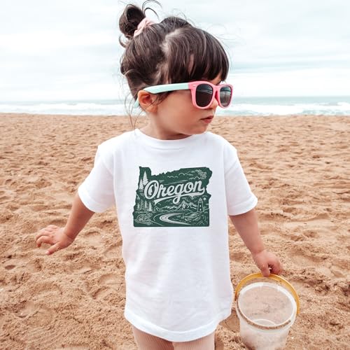 Retro Oregon Toddler Shirt - Cute Pacific Northwest Shirt For Kids - Beaver State Map Outfit - Boho Natural Toddler & Youth Tee4