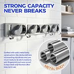 Holikme Mop Broom Holder Wall Mount Metal Pantry Organization and Storage Garden Kitchen Tool Organizer Wall Hanger for Home Goods (4 Positions with 4 Hooks, Silver) - Image 4